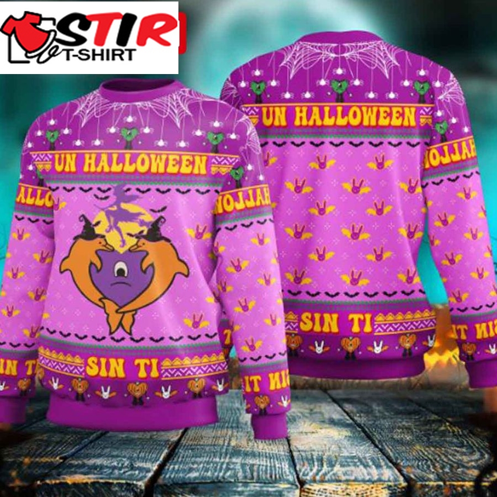Un Halloween Sin Ti Purple Bad Bunny Unisex Wool Knitted Sweater