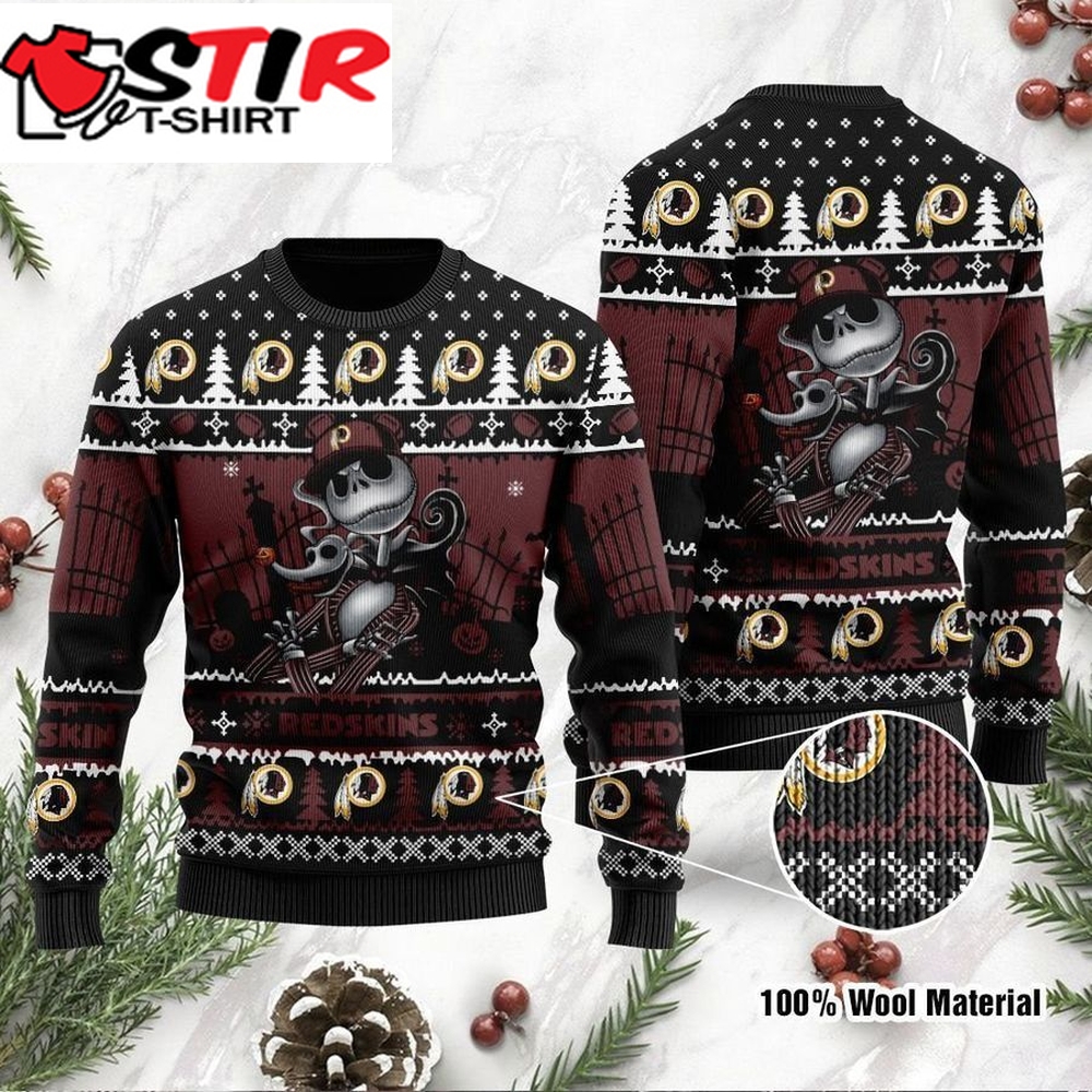 Washington Redskins Jack Skellington Halloween Ugly Christmas Sweater Ugly Sweater