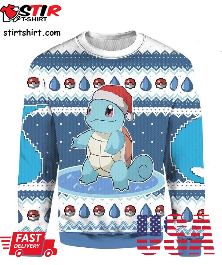3D Squirtle Pokemon Ugly Christmas Sweatshirt