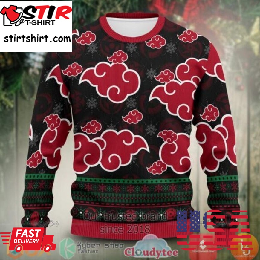 Akatsuki Cloud Naruto Anime Sweater Christmas Ugly Sweater