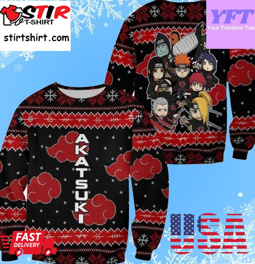 Akatsuki Naturo Akatsuki 3D Ugly Christmas Sweater