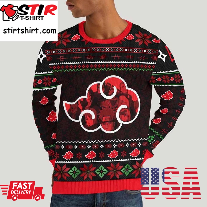Akatsuki Warriors Wool Knitted Sweater, Christmas Naruto 3D Sweater