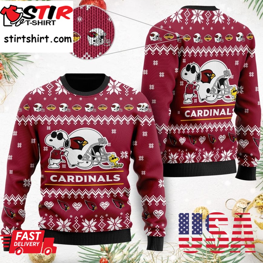 Arizona Cardinals Cute The Snoopy Show Football Helmet 3D All Over Print Ugly Christmas Sweater, Christmas Sweaters, Hoodie, Sweatshirt, Sweater