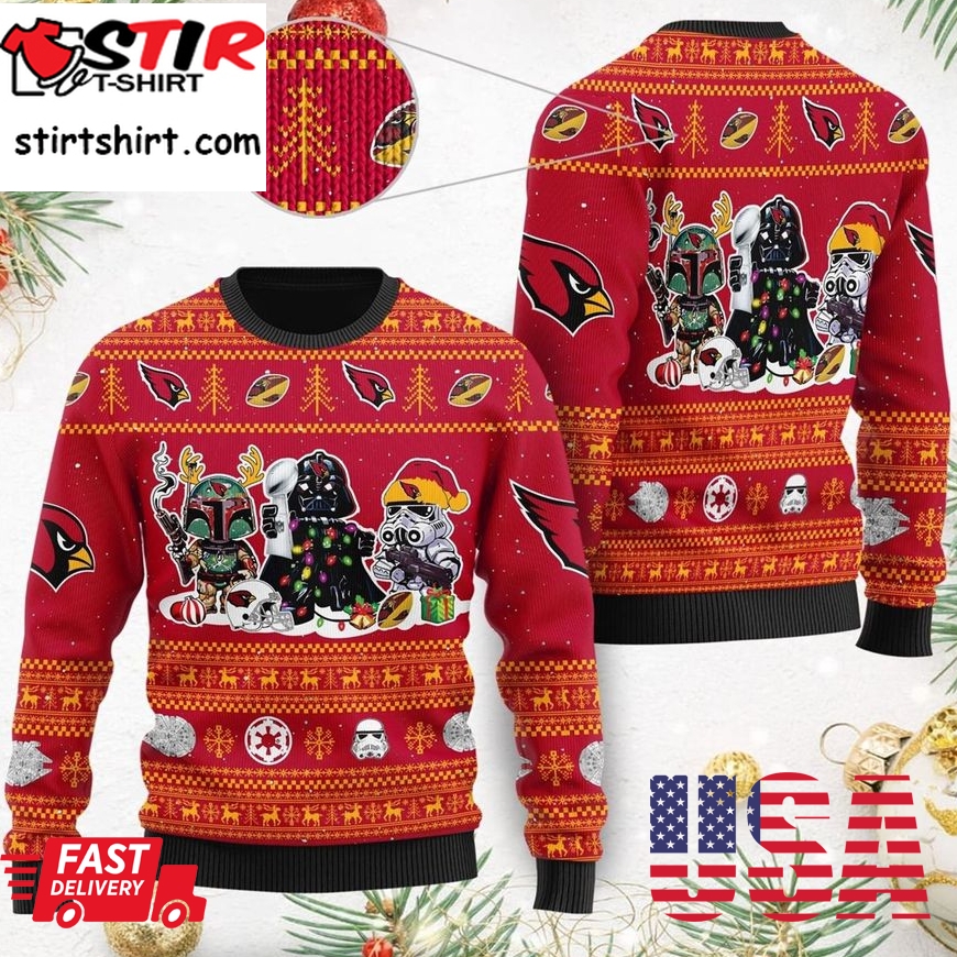 Arizona Cardinals Star Wars Ugly Christmas Sweater Darth Vader Boba Fett Stormtrooper