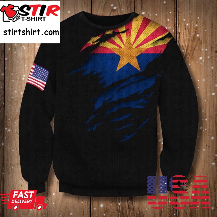 Arizona State Flag  American Flag Sweatshirt Arizona Flag Basic Sweater Winter Gift For Him