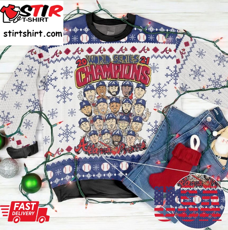 Atlanta Braves Players Champions 2021 Ugly Christmas Sweater