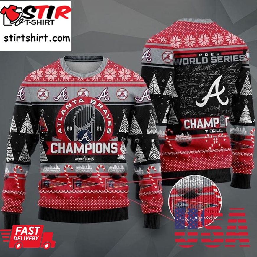 Atlanta Braves Wincraft 2021 World Series Champions Ugly Christmas Sweater