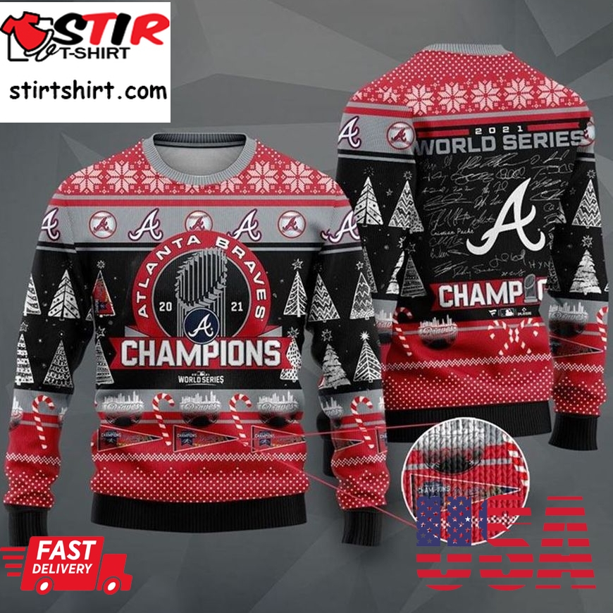 Atlanta Braves 2021 World Series Champions Christmas Sweater - Bluecat