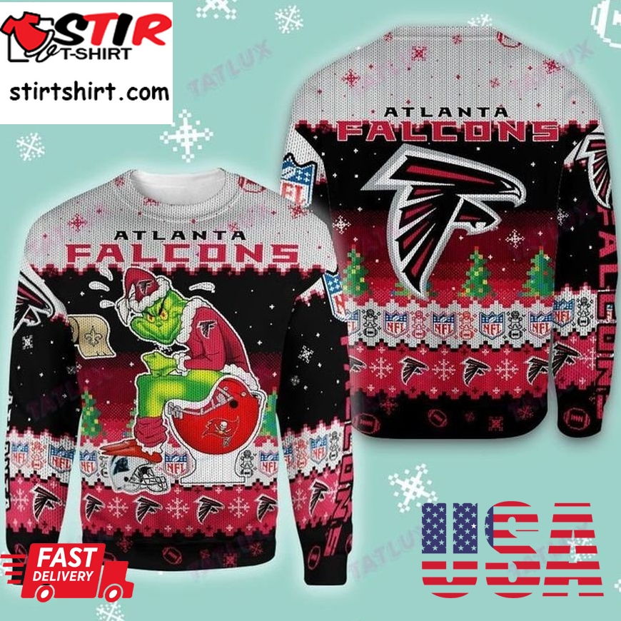 Atlanta Falcons Grinch Toilet 3D Ugly Christmas Sweater