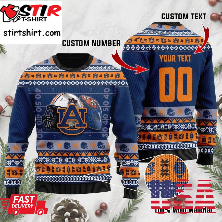 Auburn Tigers Custom Name _ Number Personalized Ugly Christmas Sweater, Ugly Sweater, Christmas Sweaters, Hoodie, Sweatshirt, Sweater