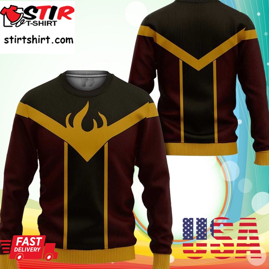 Avatar The Last Airbender Sweatshirt Fire Elemental Uniform Costume Shirt