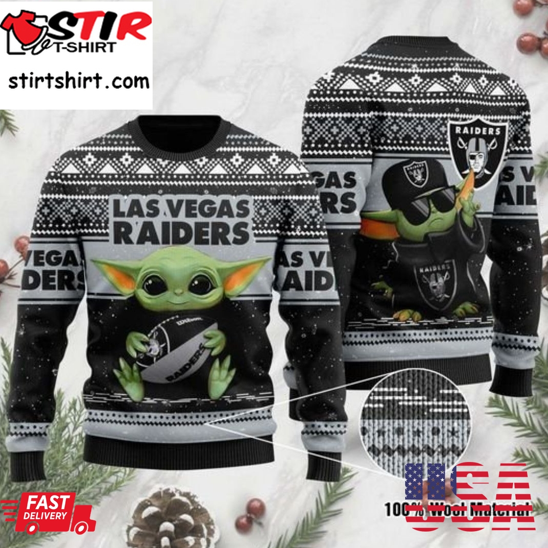 Baby Yoda Las Vegas Raiders Christmas For Fans Ugly Christmas