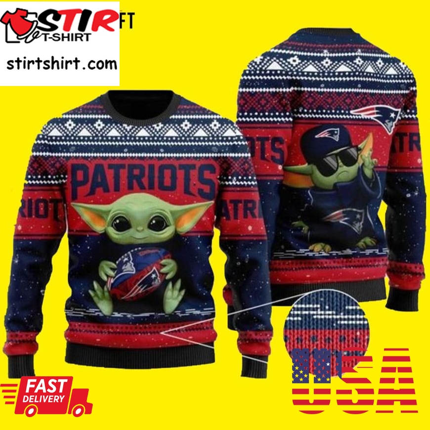 Baby Yoda Love New England Patriots Ugly Christmas Sweater