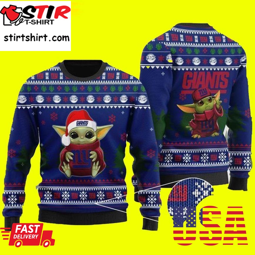 Baby Yoda Love New York Giants Ugly Christmas Sweater