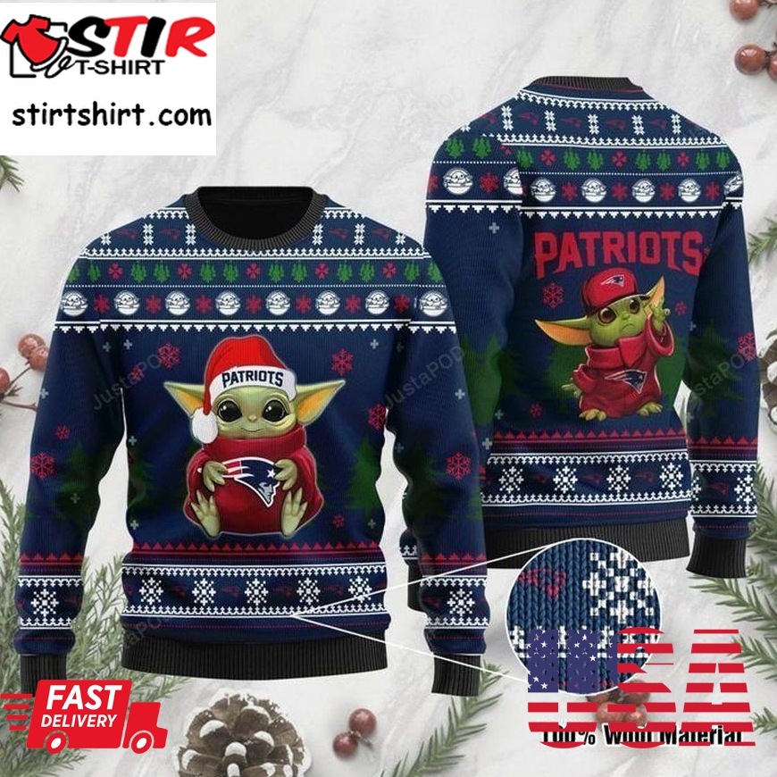 Baby Yoda New England Patriots Ugly Christmas Sweater, All Over Print Sweatshirt, Ugly Sweater, Christmas Sweaters, Hoodie, Sweater