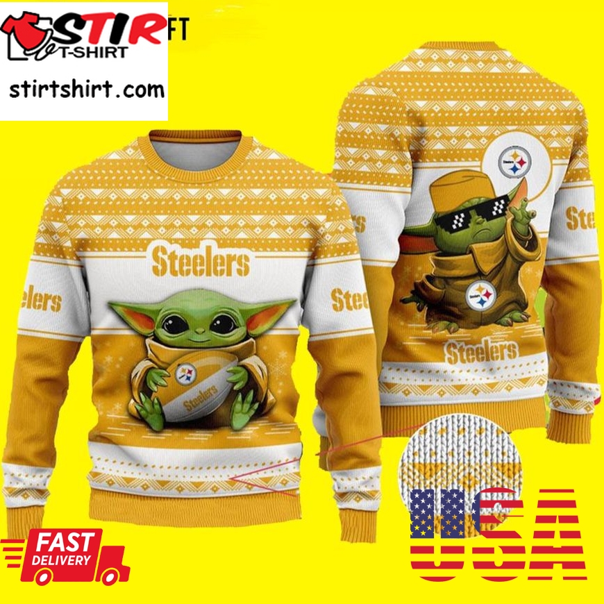 Baby Yoda Nfl Pittsburgh Steelers Ugly Christmas Sweater