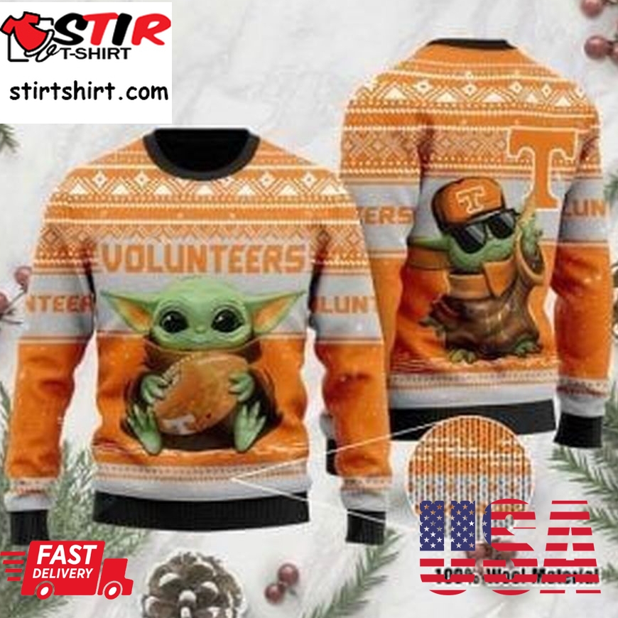Baby Yoda Tennessee Volunteers Ugly Christmas Sweater All Over Print