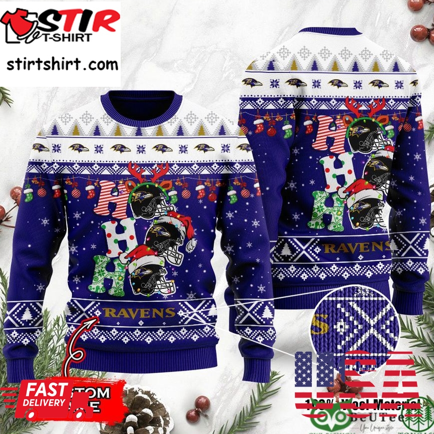 Baltimore Ravens Nfl Christmas Hohoho Ugly Sweater Custom Name