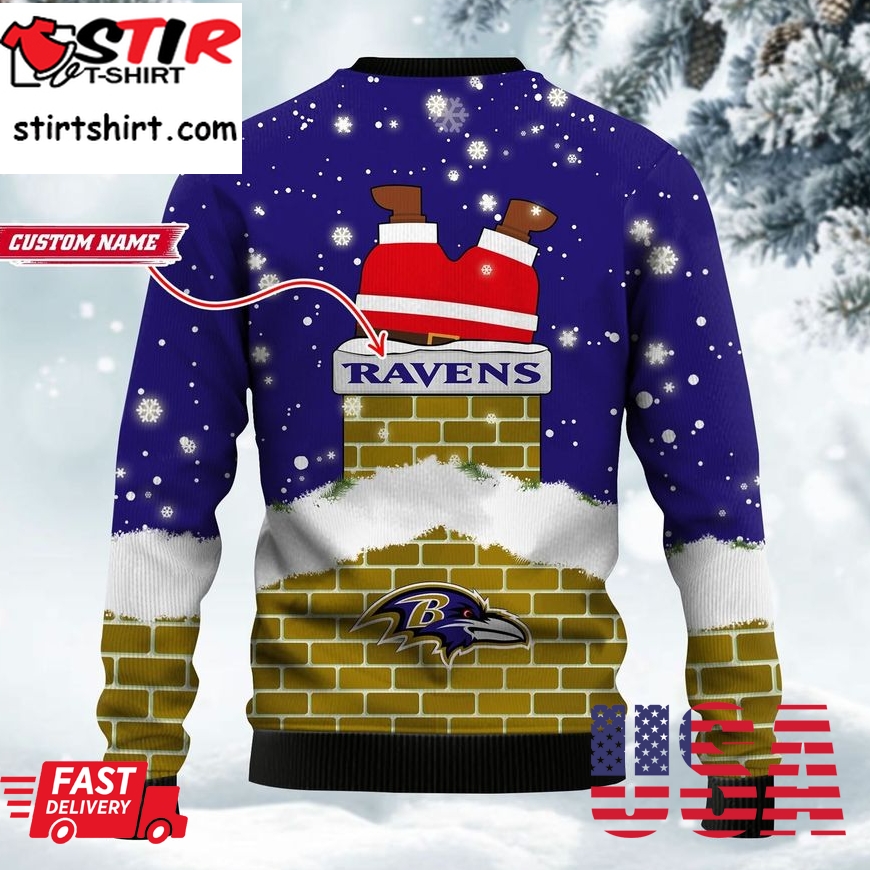 Baltimore Ravens Nfl Football Santa Claus 3D Ugly Christmas Sweater