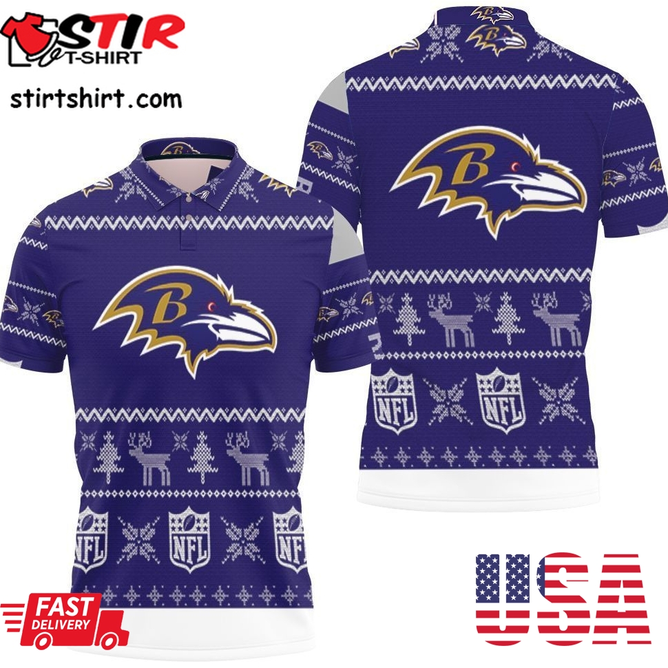 Baltimore Ravens Ugly Sweatshirt Christmas 3D Polo Shirt All Over Print Shirt 3D T Shirt