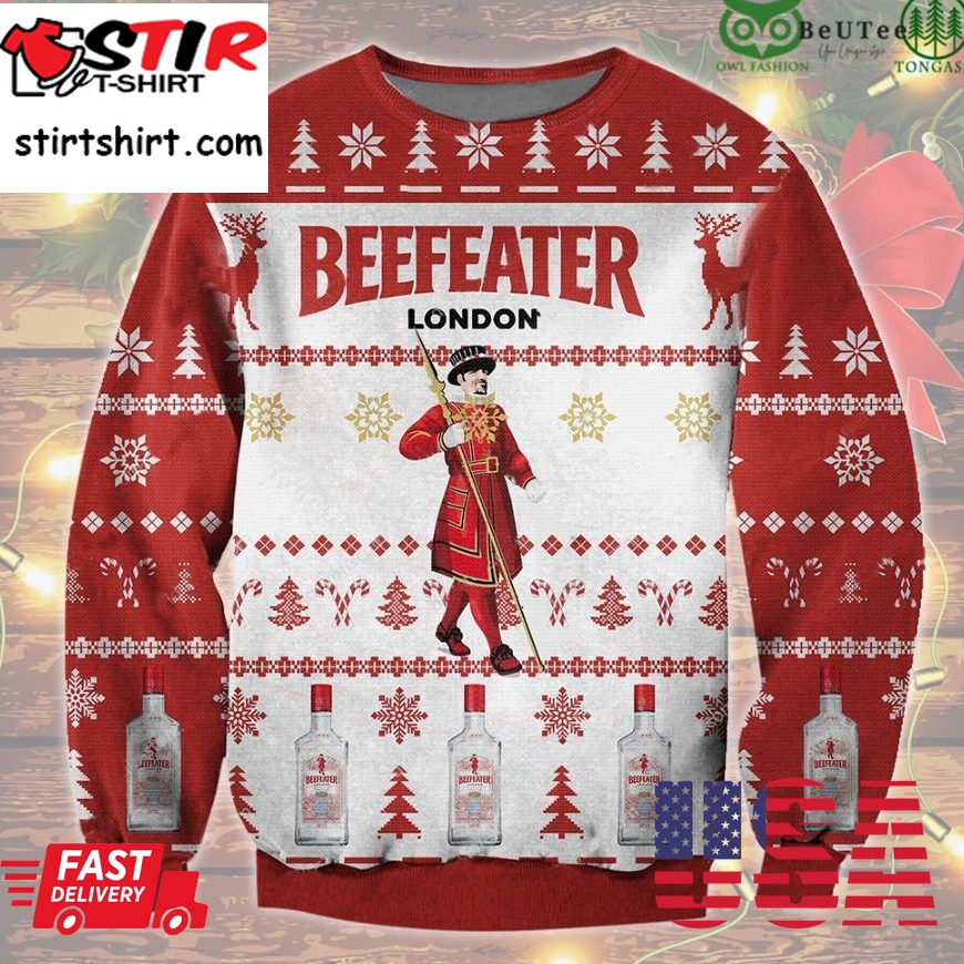 Beefeater London Ugly Christmas Sweater Holiday Drinking Gift