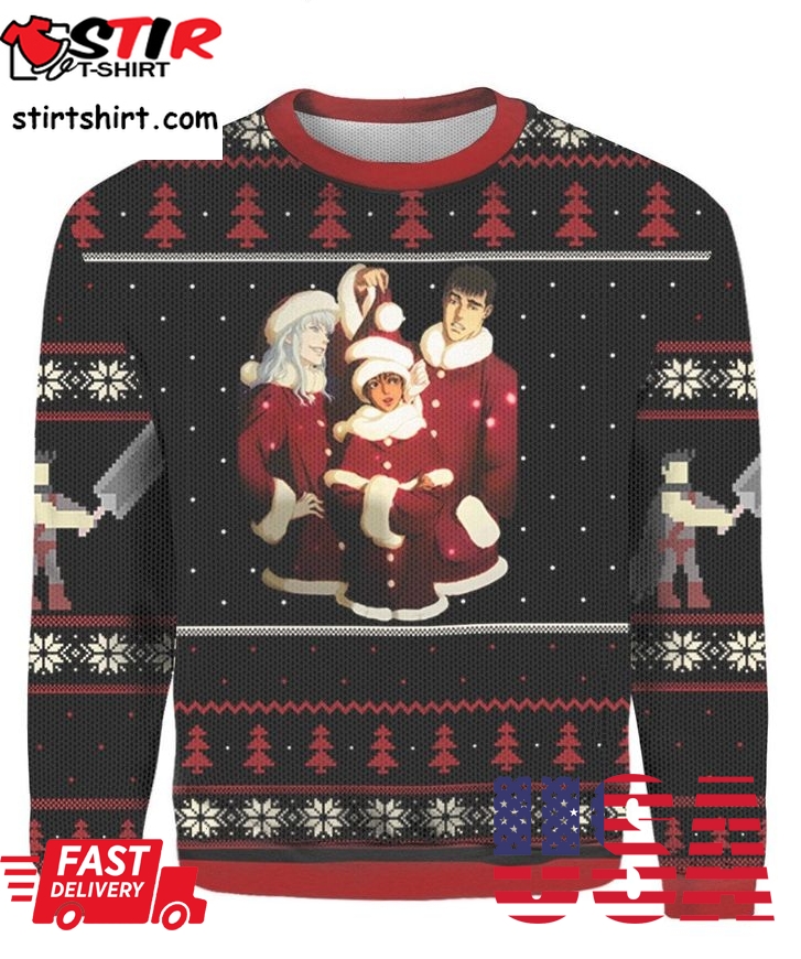 Berserk Guts Casca Griffith Merry Christmas Xmas Ugly 3D Sweater