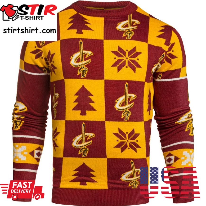 Best Cleveland Cavaliers Patches Nba Ugly Crew Neck Sweater By Forever Collectibles