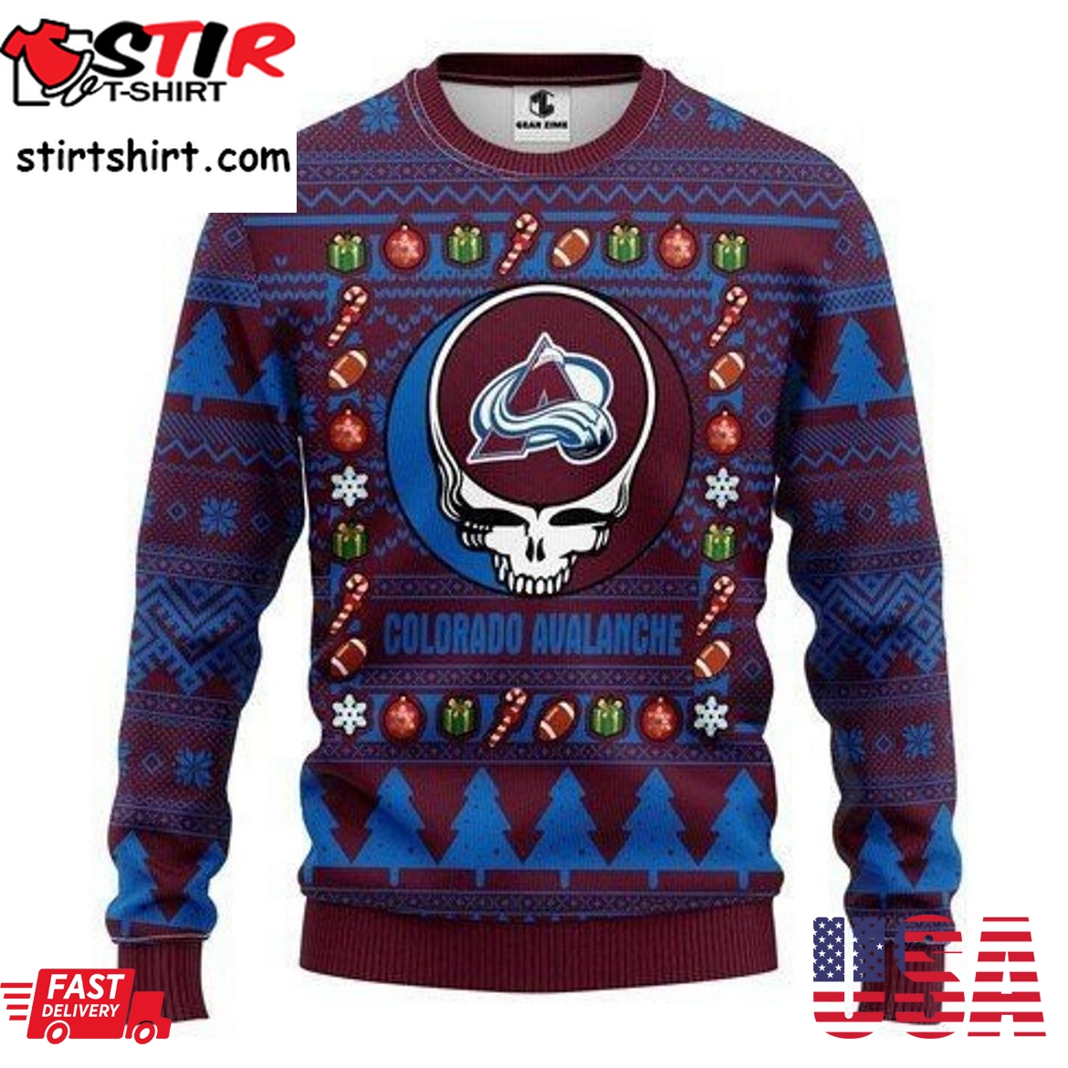 Best Colorado Avalanche Grateful Dead For Unisex Ugly Christmas Sweater All