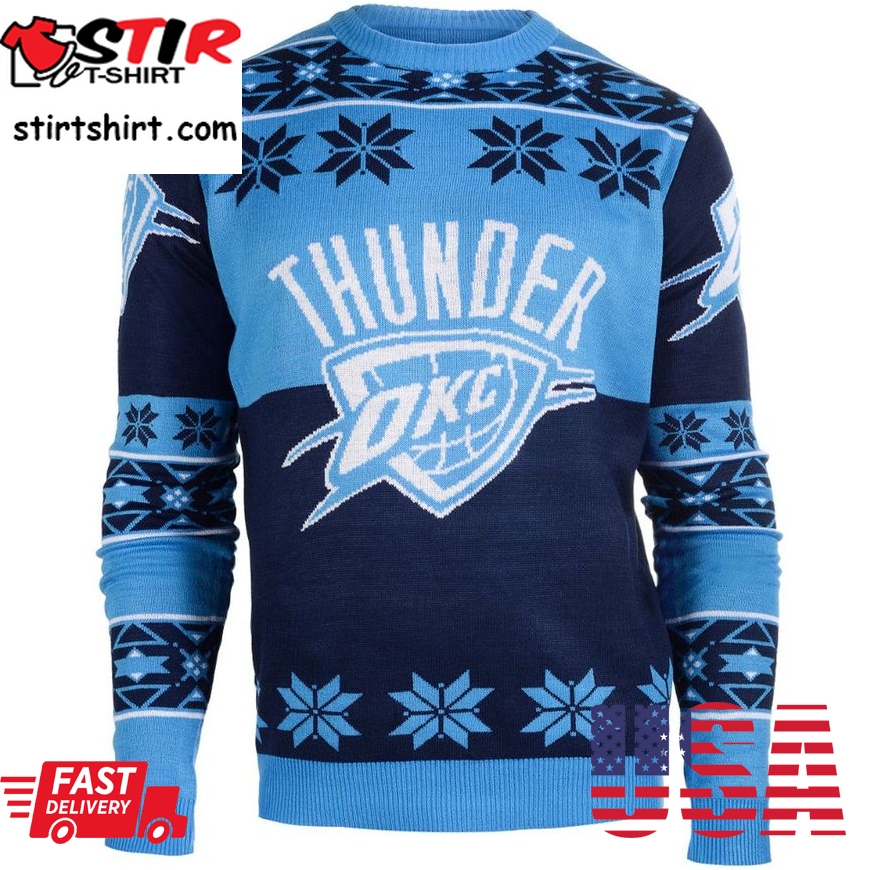 Best Oklahoma City Thunder_ Oklahoma City Thunder Big Logo Nba Ugly Sweater
