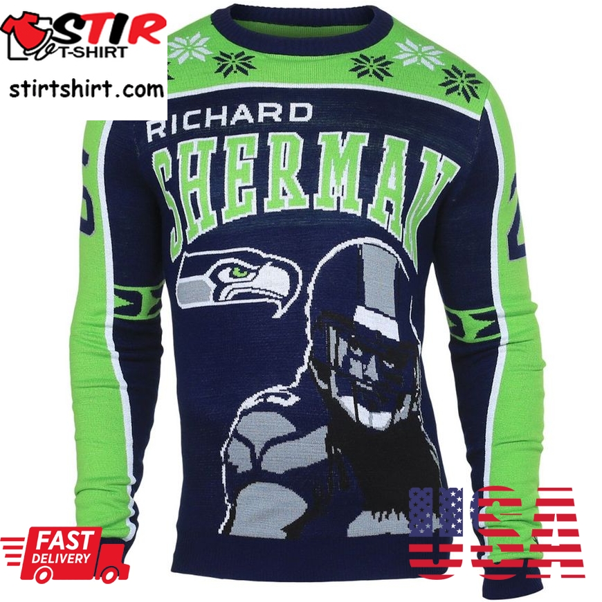 Best Richard Sherman 25 Seattle Seahawks Nfl Player Ugly Sweater