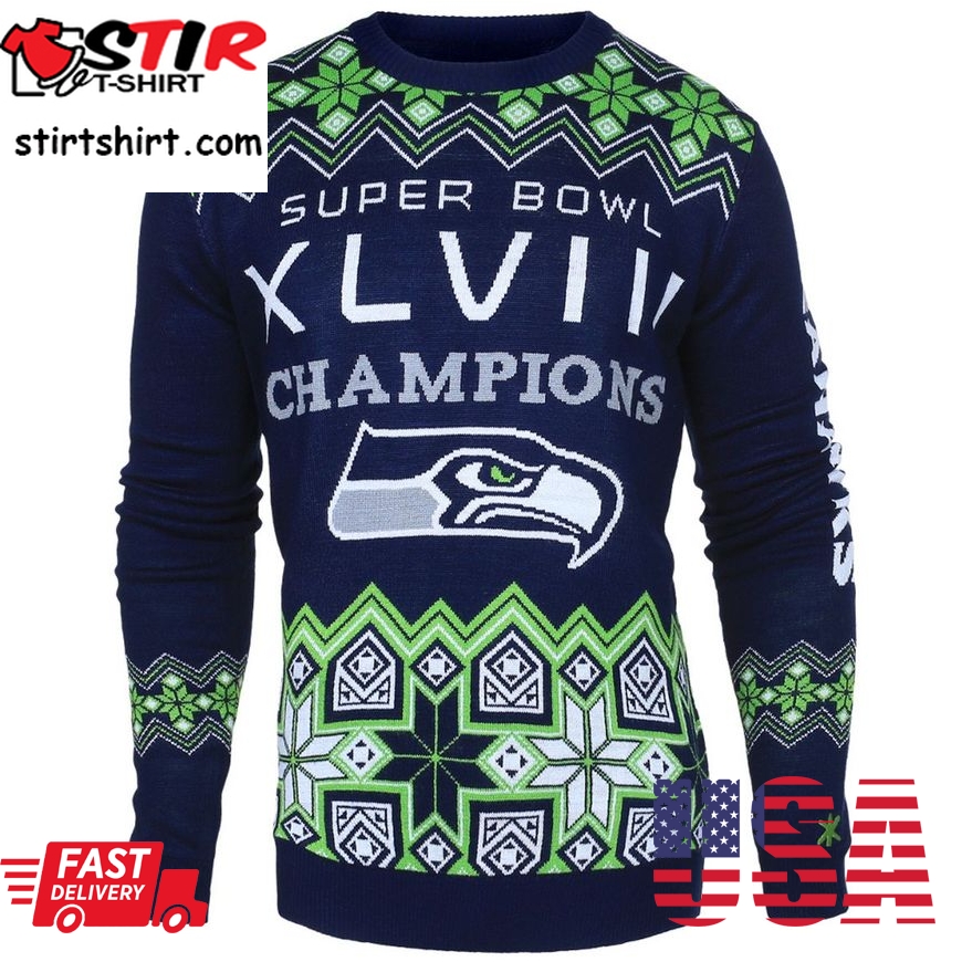 Best Seattle Seahawks Nfl Super Bowl Commemorative Crew Neck Sweater