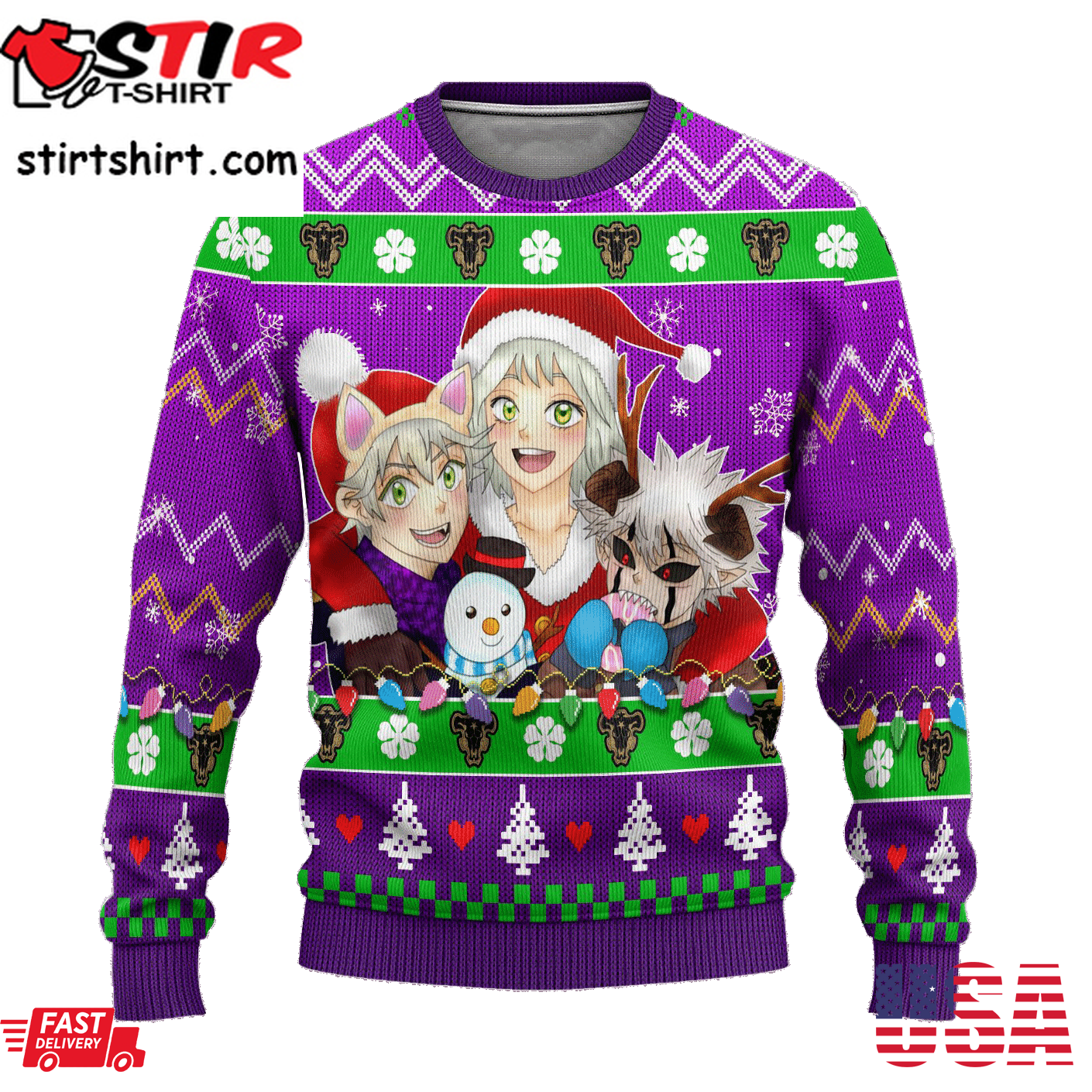 Black Clover Anime Purple Ugly Sweaterpng