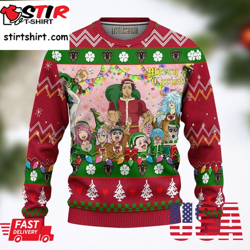 Black Clover Anime Red Ugly Sweater