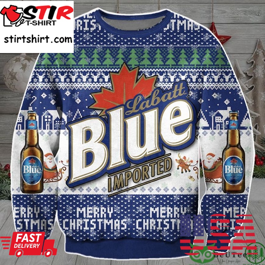 Blue Imported Ugly Christmas Sweater Holiday Drinking Gift