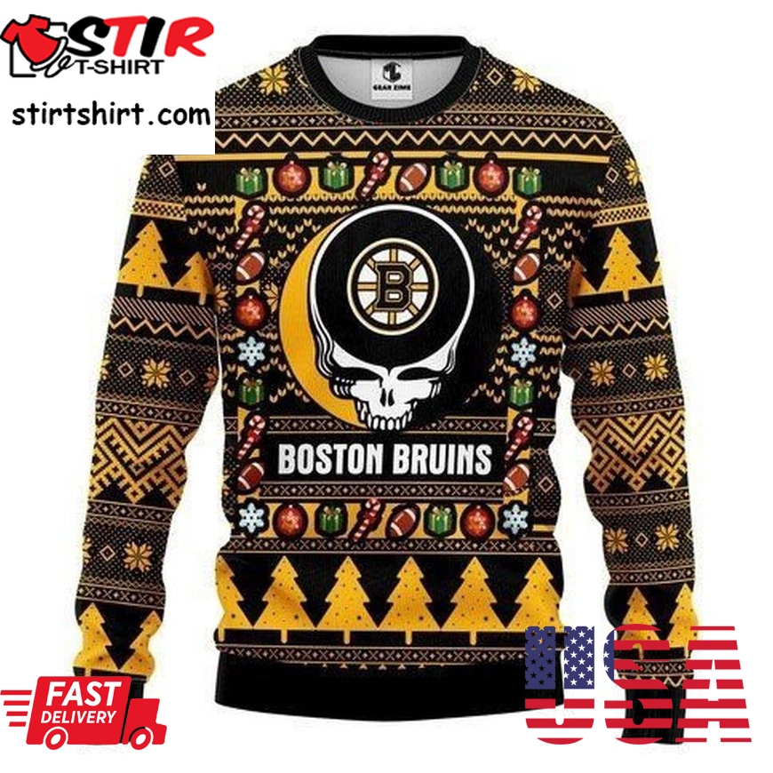 Boston Bruins Grateful Dead Ugly Christmas Sweater All Over Print