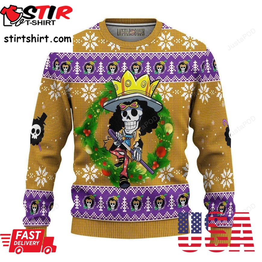 Brook One Piece Anime For Unisex Ugly Christmas Sweater
