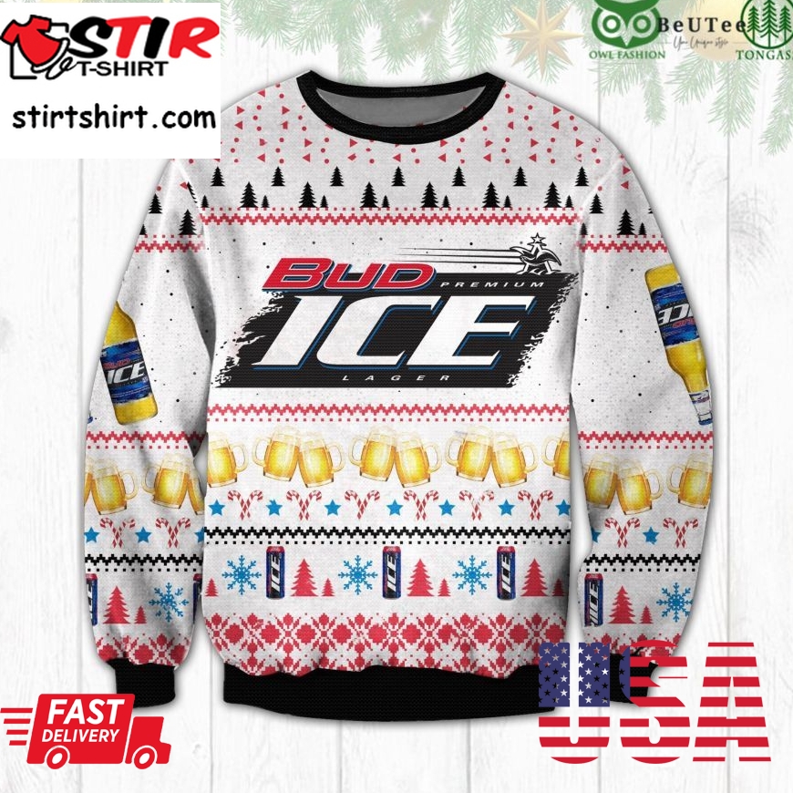 Bud Ice Drinking Gift Christmas Ugly Sweater
