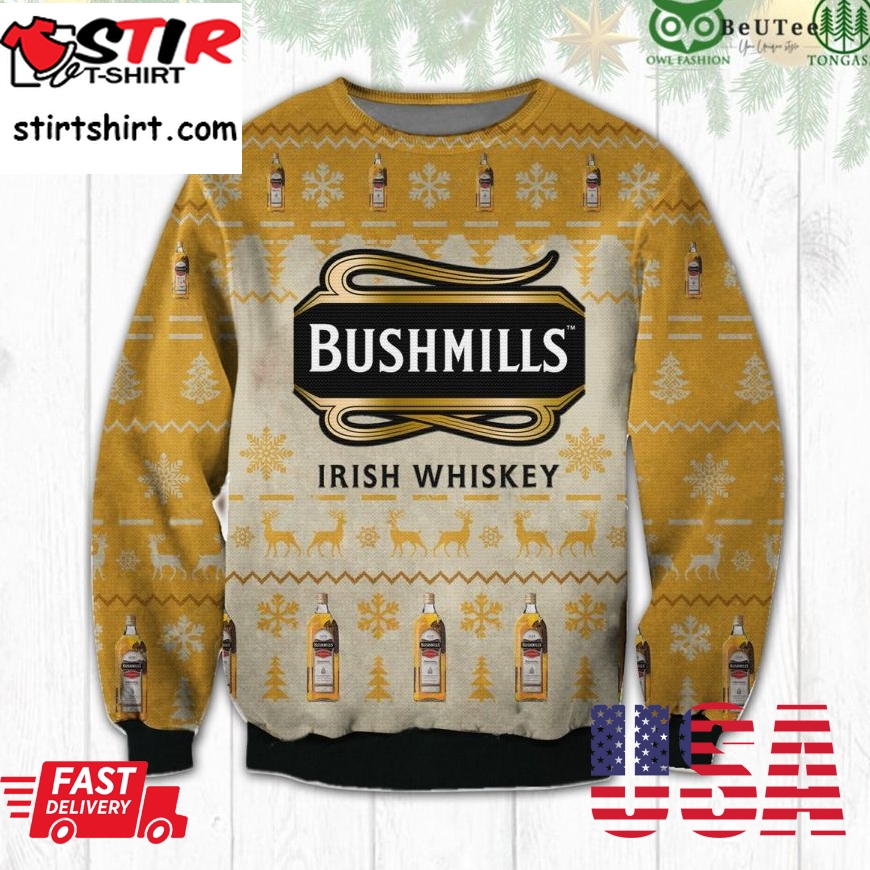 Bushmills Irish Whiskey Ugly Christmas Sweater Holiday Drinking Gift