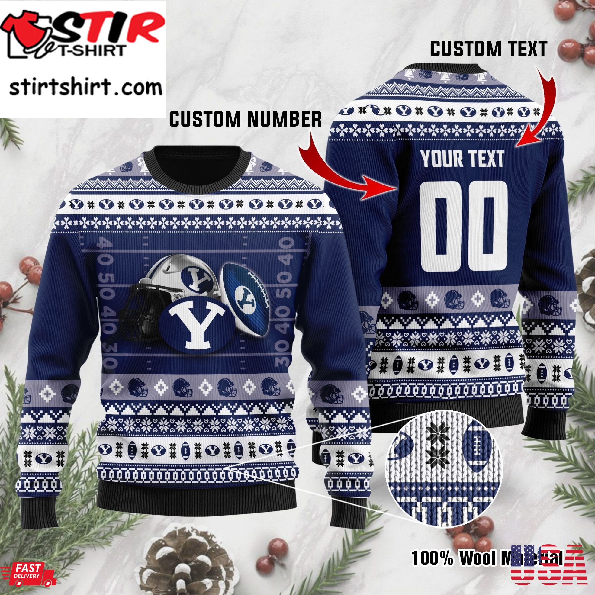 Byu Cougars Custom Name _ Number Personalized Ugly Christmas Sweater, Ugly Sweater, Christmas Sweaters, Hoodie, Sweatshirt, Sweater