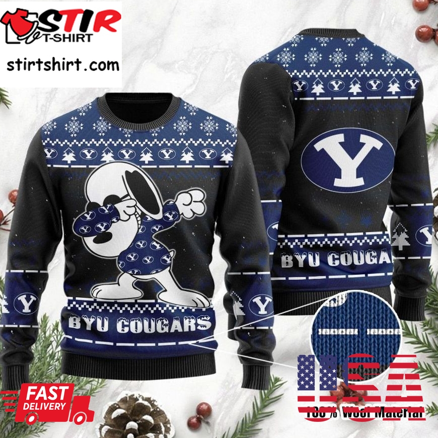 Byu Cougars Snoopy Dabbing Ugly Christmas Sweater Ugly Sweater Christmas