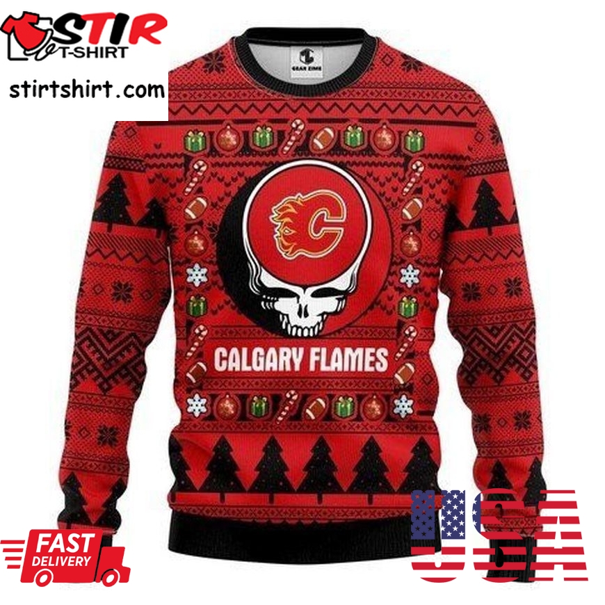Calgary Flames Grateful Dead For Unisex Ugly Christmas Sweater All