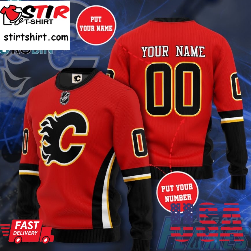 Calgary Flames Personalized 3D Full Printed Sweater