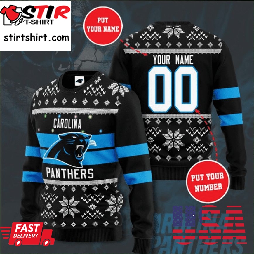 Carolina Panthers Custom Personalized Ugly Christmas Sweater