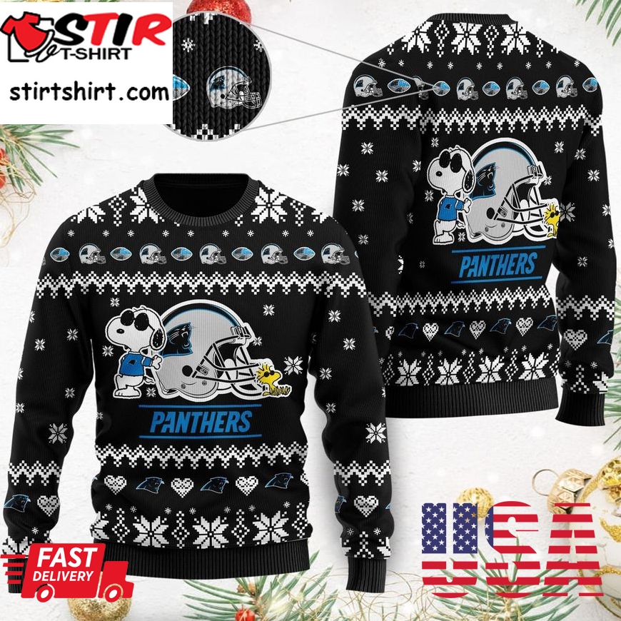 Carolina Panthers Cute The Snoopy Show Football Helmet 3D All Over Print Ugly Christmas Sweater, Christmas Sweaters, Hoodie, Sweatshirt, Sweater