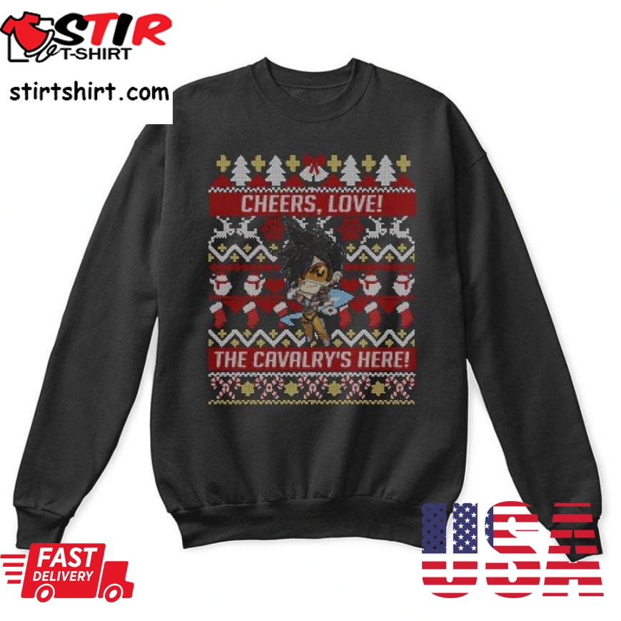 Cheer Love The Cavalry Here Tracer Overwatch Christmas Ugly Sweaters
