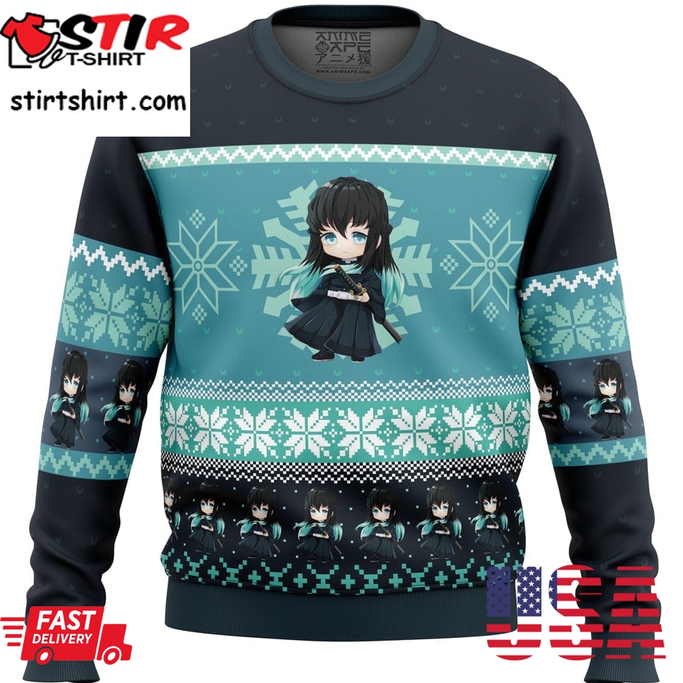 Chibi Christmas Muichiro Tokito Demon Slayer Ugly Christmas Sweater