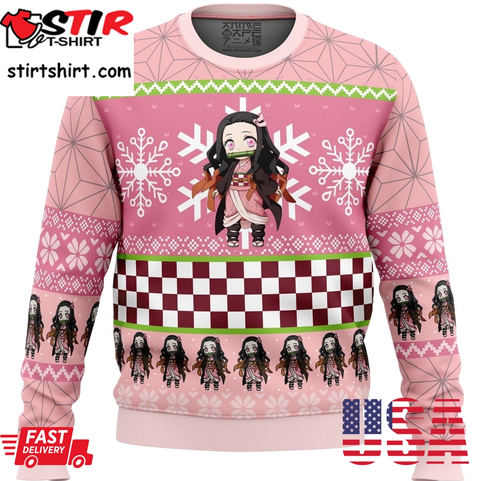 Chibi Christmas Nezuko Kamado Demon Slayer Ugly Christmas Sweater