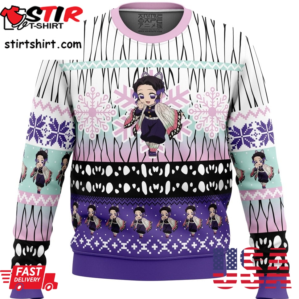 Chibi Christmas Shinobu Kocho Demon Slayer Ugly Christmas Sweater