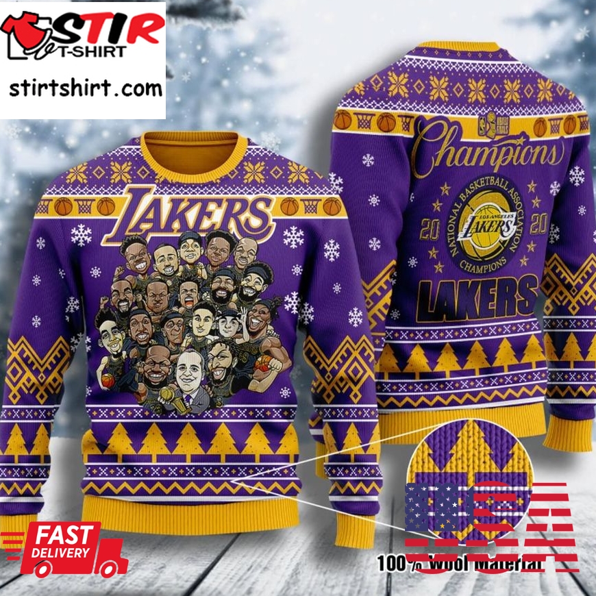 Chibi Los Angeles Lakers Champions For Unisex Ugly Christmas Sweater, All Over Print Sweatshirt, Ugly Sweater, Christmas Sweaters, Hoodie, Sweater