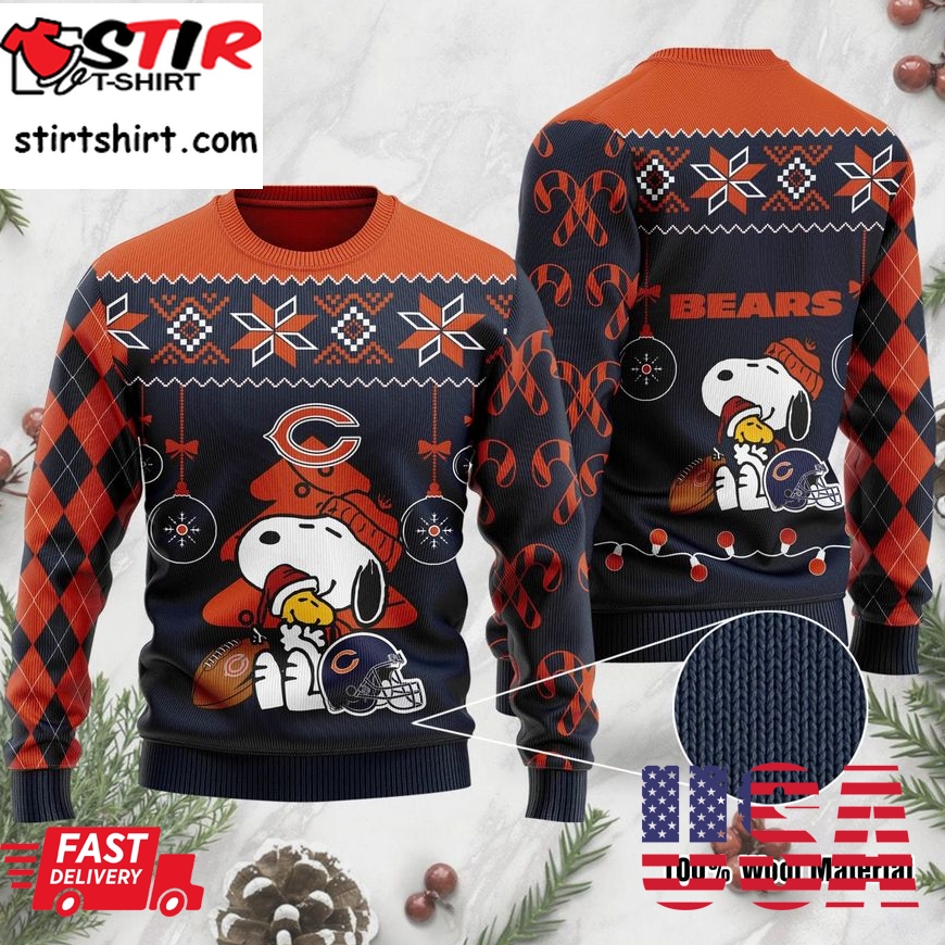 Chicago Bears Funny Charlie Brown Peanuts Snoopy Ugly Christmas Sweater, Ugly Sweater, Christmas Sweaters, Hoodie, Sweatshirt, Sweater
